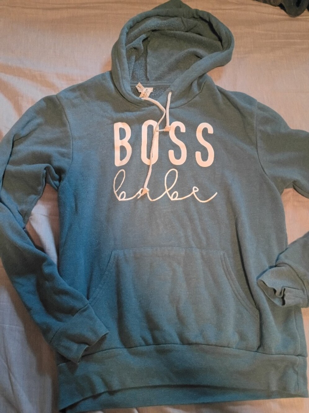 Bella Canvas Women's Teal 'BOSS babe' Hooded Sweatshirt